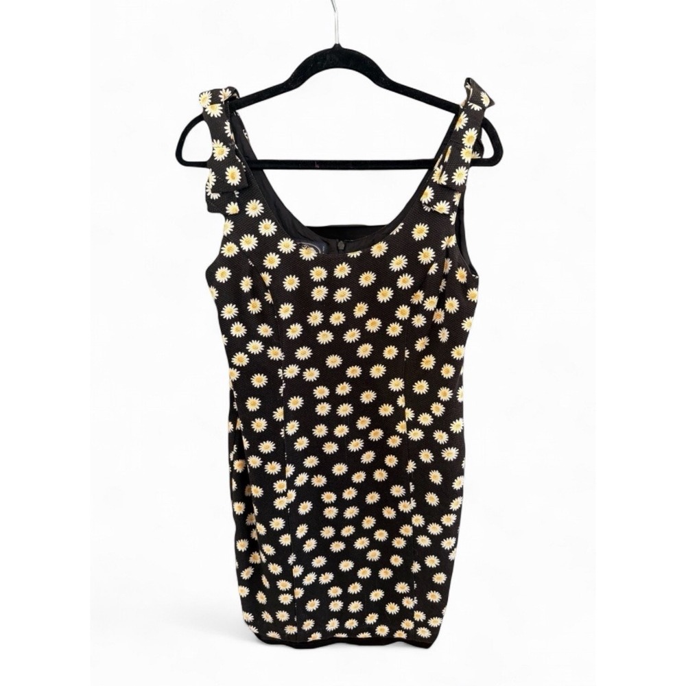 British Khaki Robert Lighton Vintage Daisy Dress Black Yellow Floral Size‎ 10